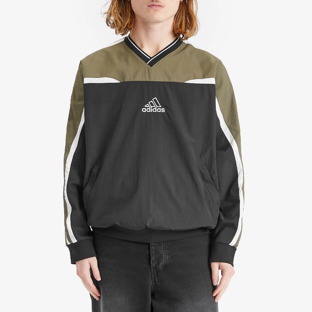 Adidas Originals Men's Cutline Pullover Crew Sweat Black/Olive Strata